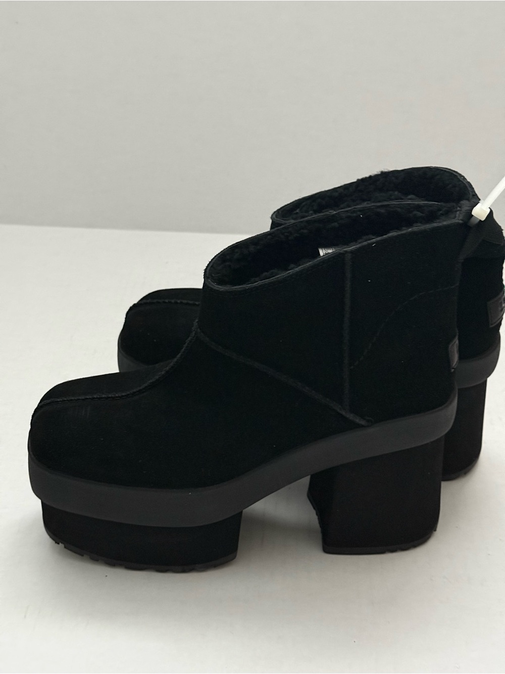 UGG Black Platform Shearling Ankle Boots Size 10 - Picture 6 of 13